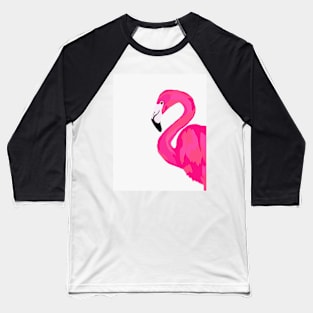 Pink flamingo print, White, Pink, Modern art, Wall decor Baseball T-Shirt